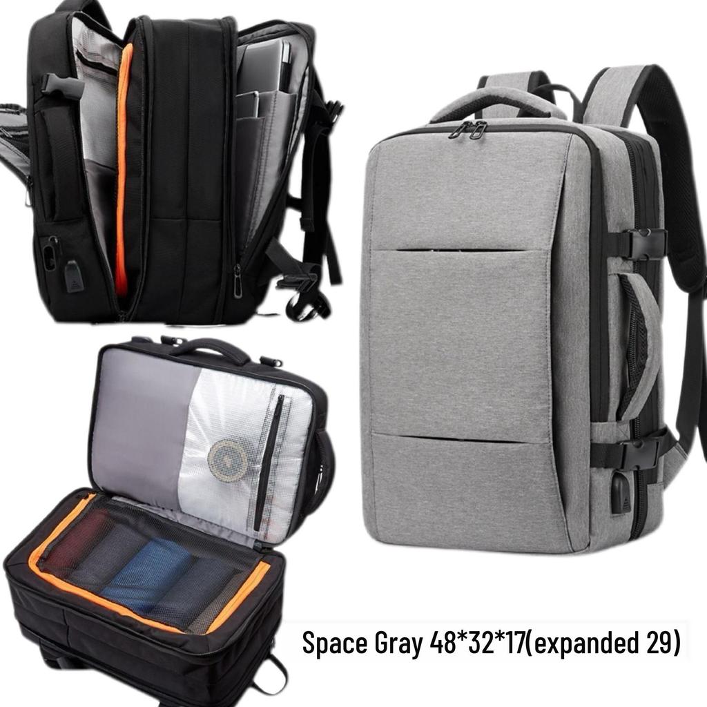 Expandable Cross-Border Travel Backpack with Large Capacity, Wet/Dry Separation and Multi-Functional Design for Business, School, and Travel.