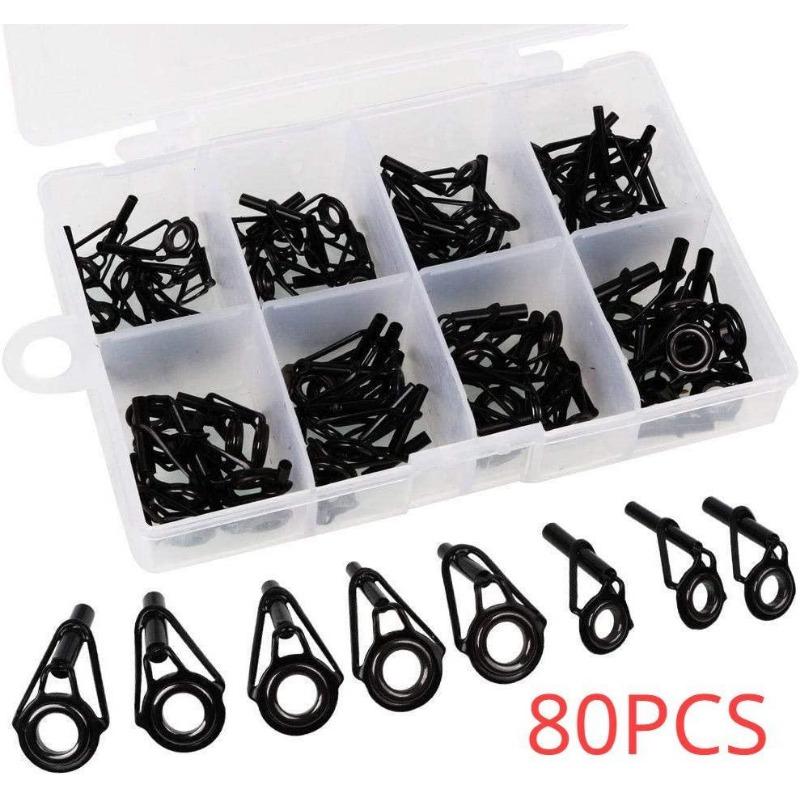 

80pcs Fishing Rod Tip Repair Kit Rod Repair Kit Small Freshwater Stainless Steel Repair Fishing Kit