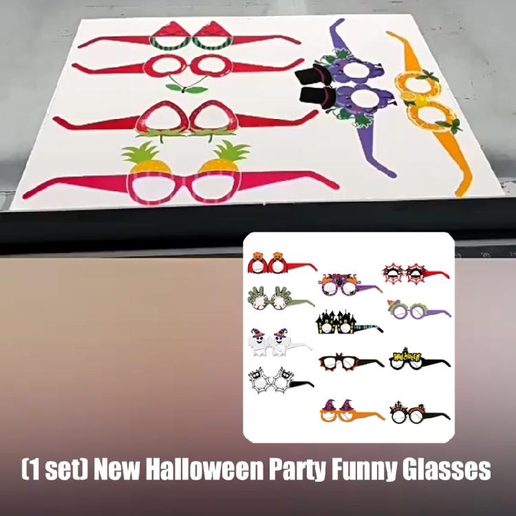 6Pcs/set Funny Halloween Party Eyeglasses Halloween Paper Glasses,Witch Bat Pumpkin Glasses Frames for Cosplay Party