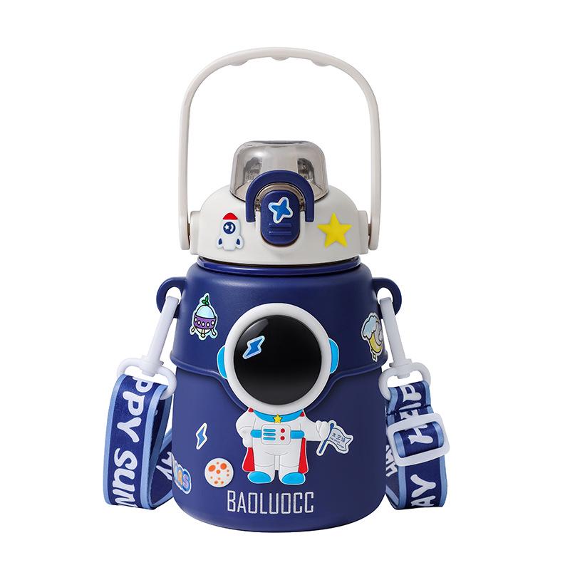 Astronaut Insulated Water Bottle for Kids - 316 Stainless Steel, Large Capacity with Straw