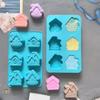 6-Cavity Christmas House Shaped Soap Candle Silicone Mold For Handmade Diy Wax Molds For Aromatherapy Soap