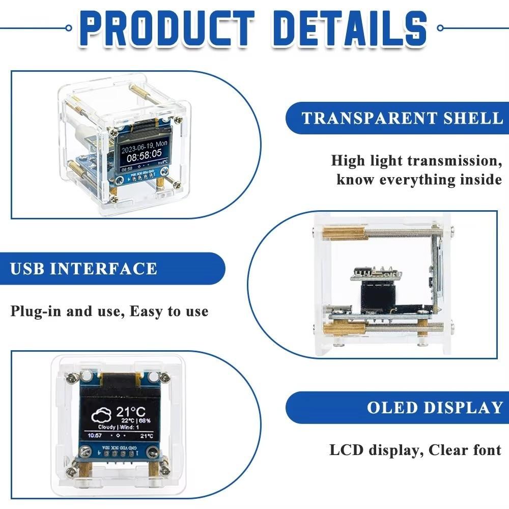 ESP8266 Digital Clock Kits Time Temperature Humidity DIY Clock Soldering Kit  Desktop Decoration