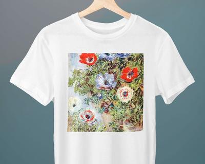 Still Life With Anemones, Claude Monet Painting, Unisex T-Shirt, Art T-Shirt, Flower T-Shirt, Gift for Her, Gift for Him, Art Lover Gift