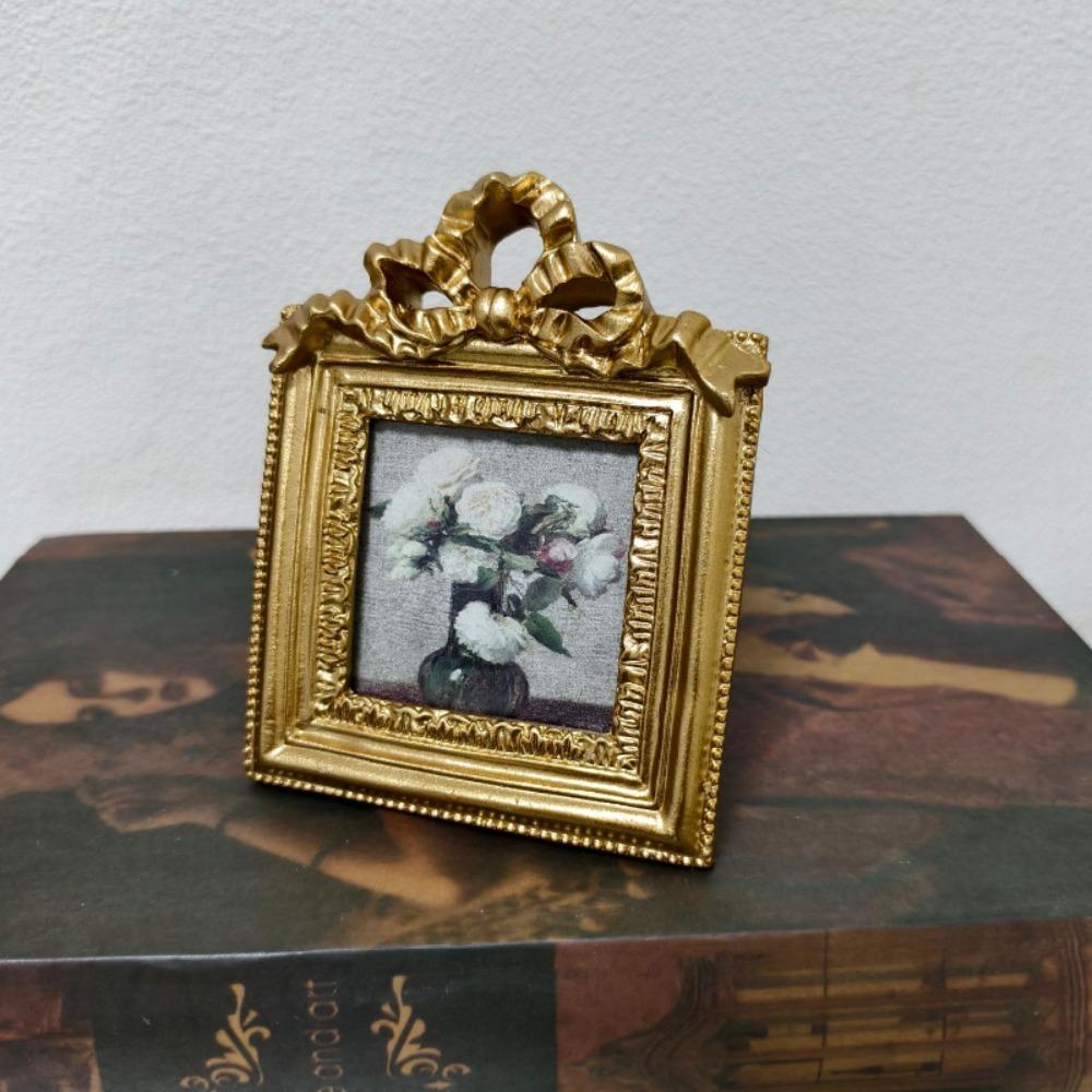 

Bow Design Photo Holder Gold Photo Display Stand Elegant Photo Frame Home Decor Square