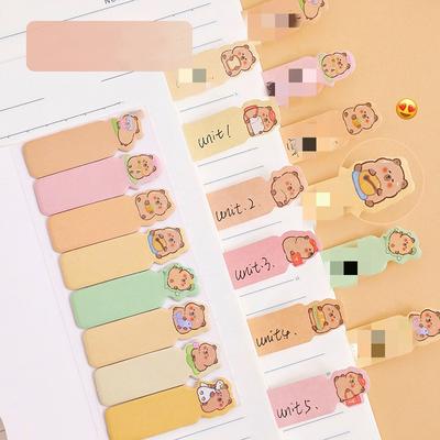 Cute Cartoon Capybara Bunny Dog Index Sticker Writable Notebook Test Paper Page Mark Classify Sticky Note