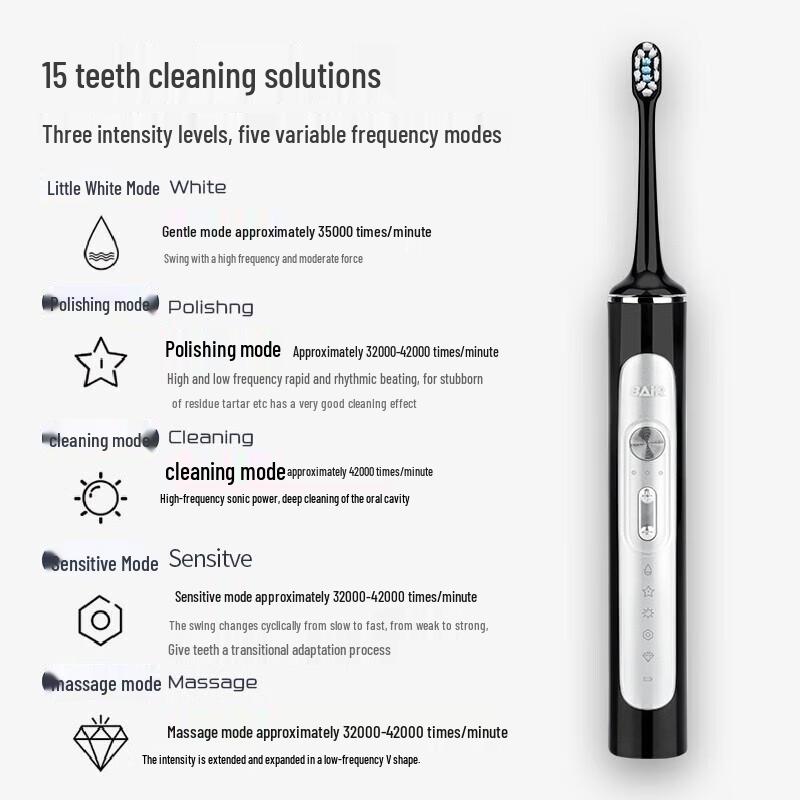 BAIR G201 Sonic Rechargeable Electric Toothbrush for Adults CN plug (adapter included)