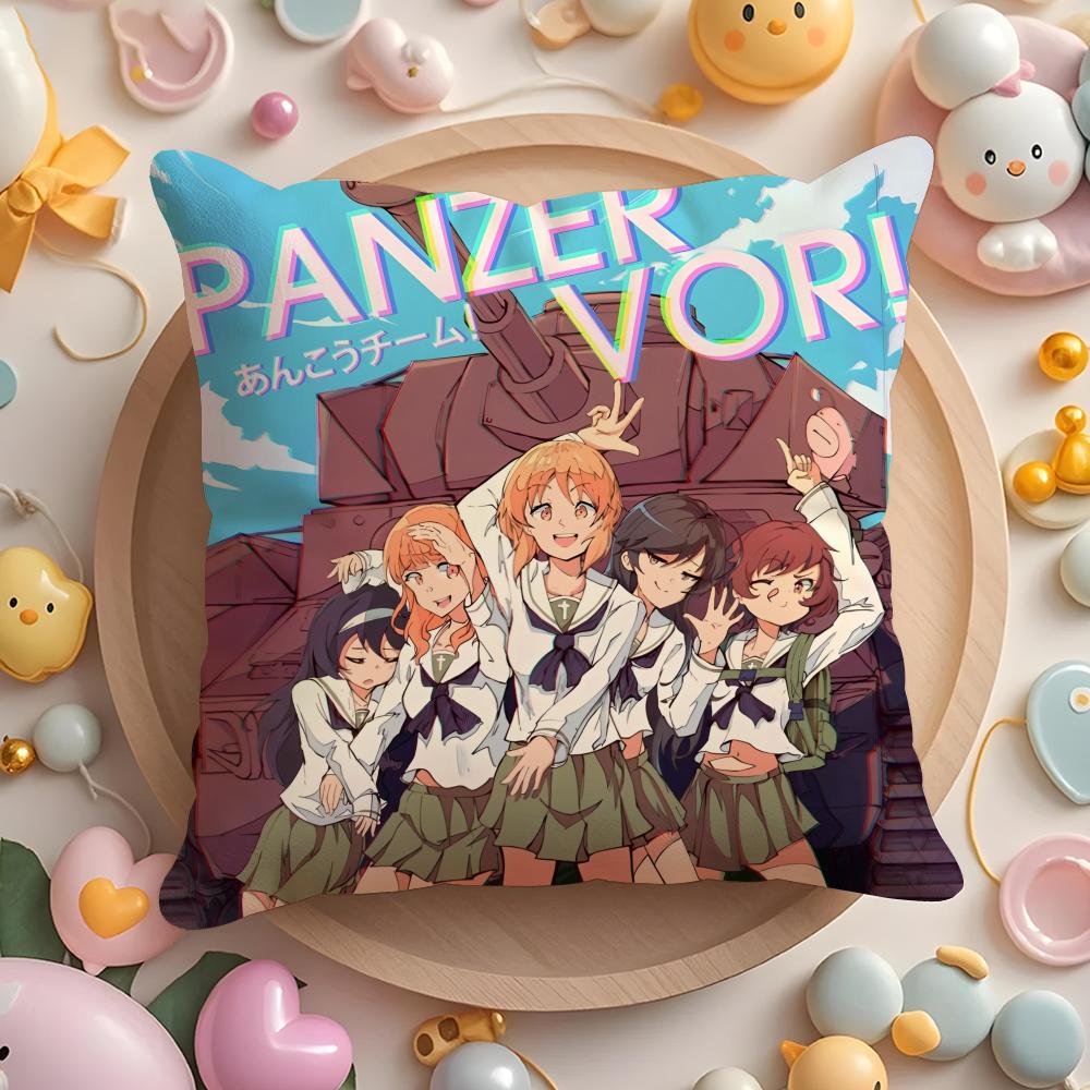 Girls Und P-Panzer More Love Cushion Cover Plush Fabric Soft Double-Sided Printed Sofa Warm Winter Home Gift Pillow Cover