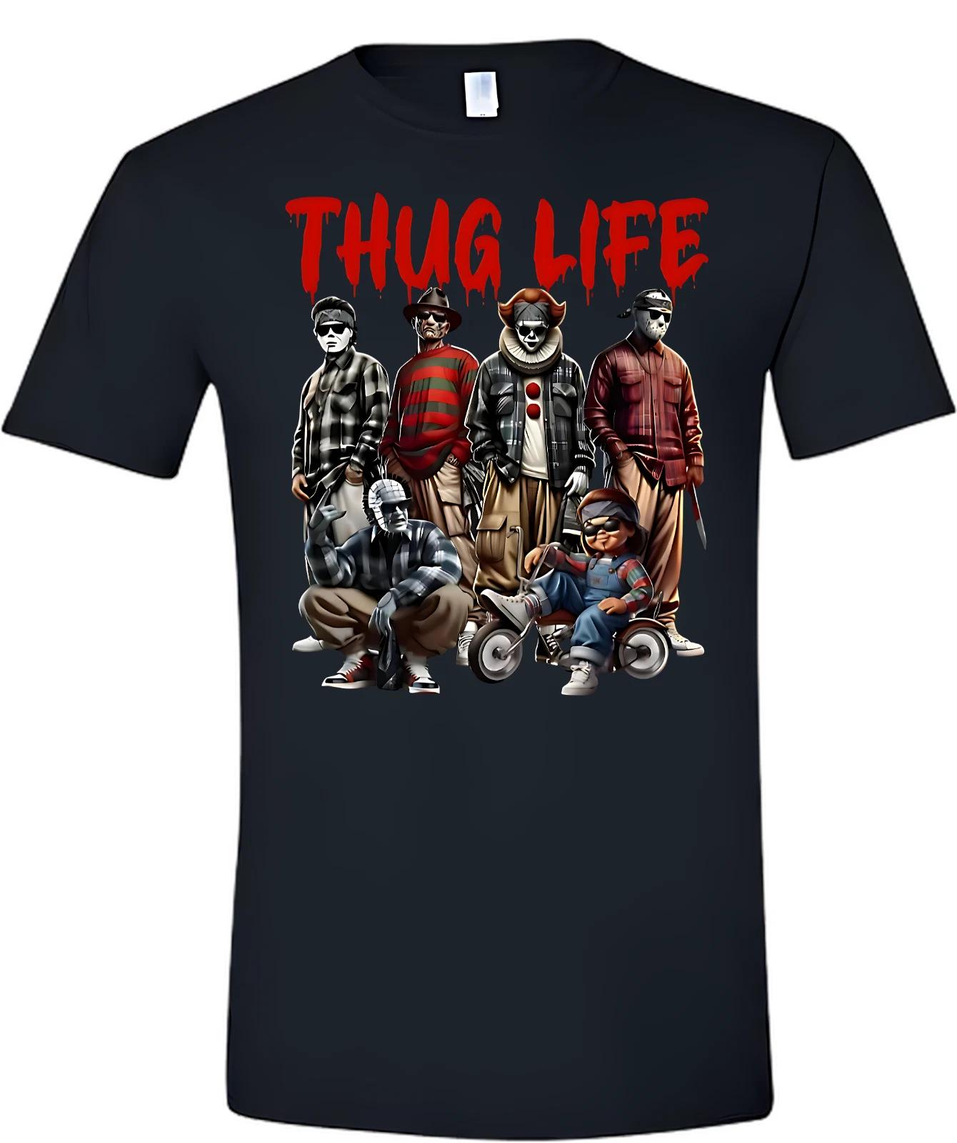 Horror Movie Characters Thug Life Halloween Short Sleeve T-Shirt XL