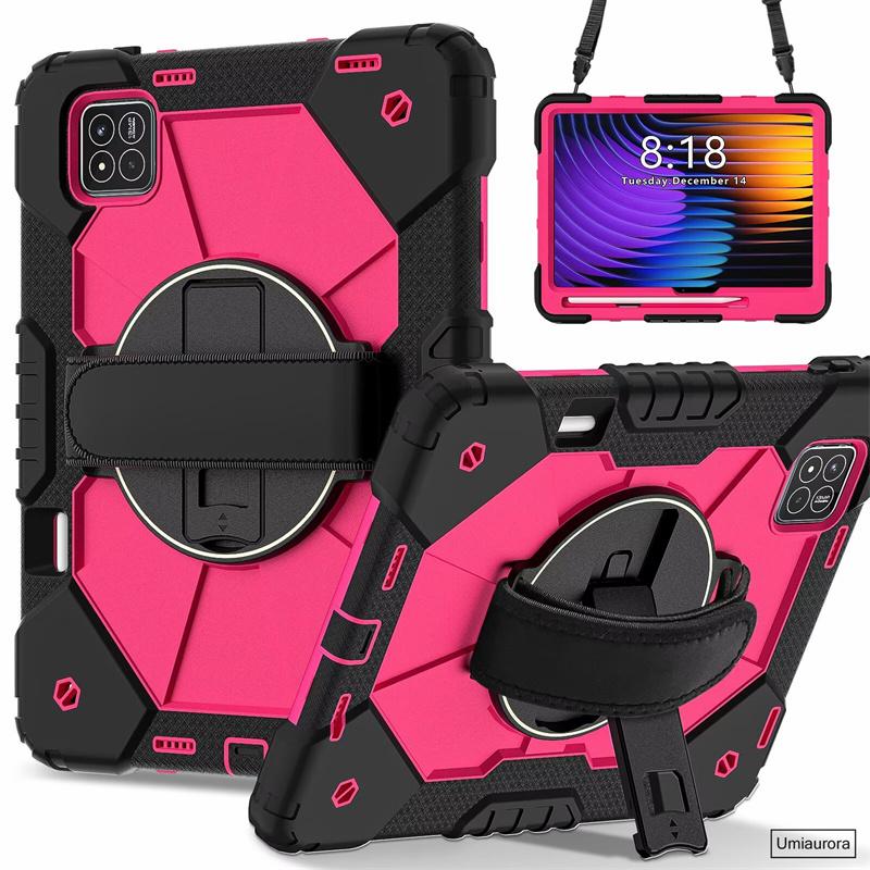 Pour Xiaomi Mi Pad7 11.2 Pad 5 6 11" 6S Pro 12.4" 7S Pro 12.5 Pouces Étui Robuste Antichoc pour Tablette avec Support Sangle Main Épaule Funda