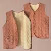 Gilet Taglie Forti Donna Moda Invernale Scollo a V Senza Maniche Monocolore Pile Calore Gilet Gilet