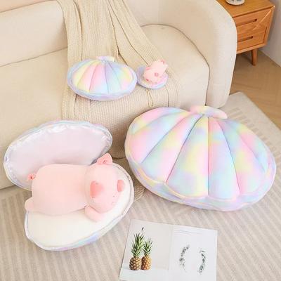 Popular Simulation Shell With Pig Plush Pillow High Quality Cushion Home Sofa Decor Creative Toys Birthday Gift