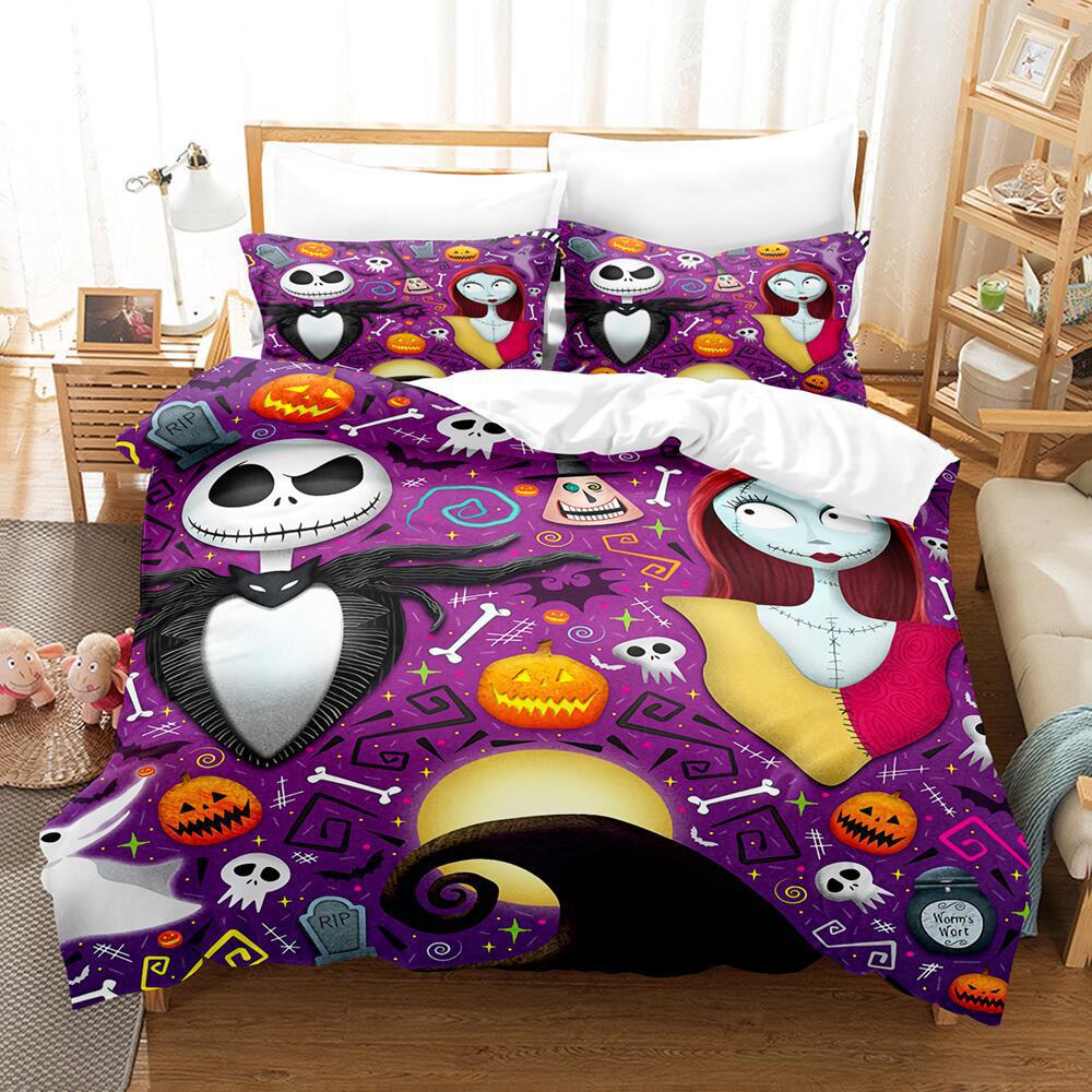 Animation Cartoon Digital Printing Bedding Christmas Eve Fright Polyester Cotton Microfiber Duvet Set Three-Piece Set