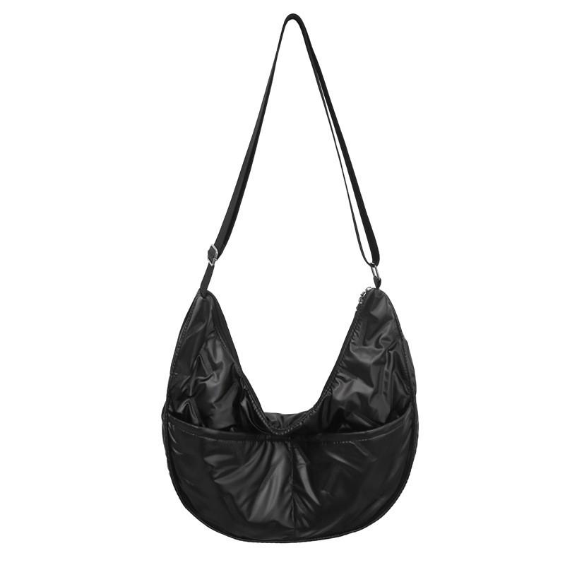 Minimalist Water Dumpling Shape Canvas Shoulder Bag For Students
