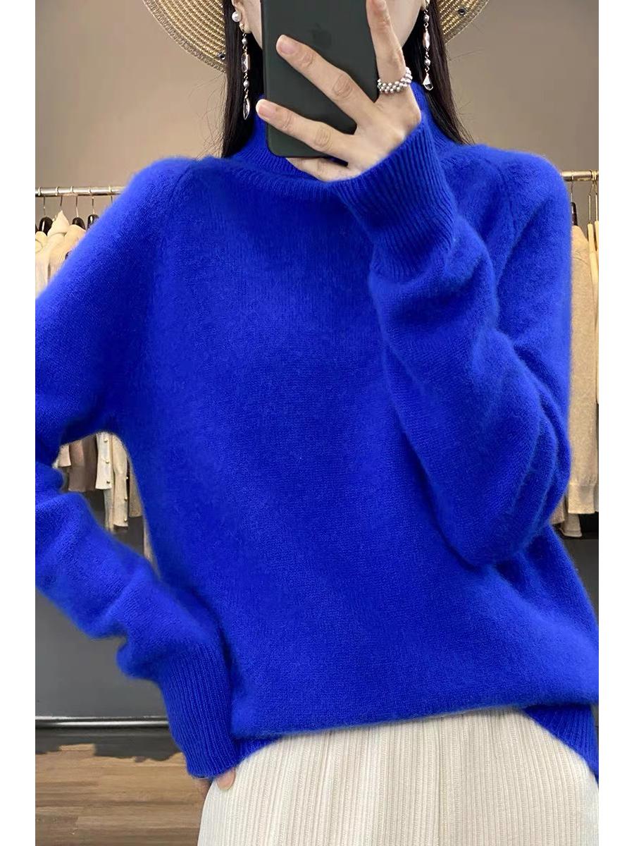 

Светр в язаний з високою горловиною в європейському стилі: Осінньо-зимовий пуловер вільного крою для жінок M