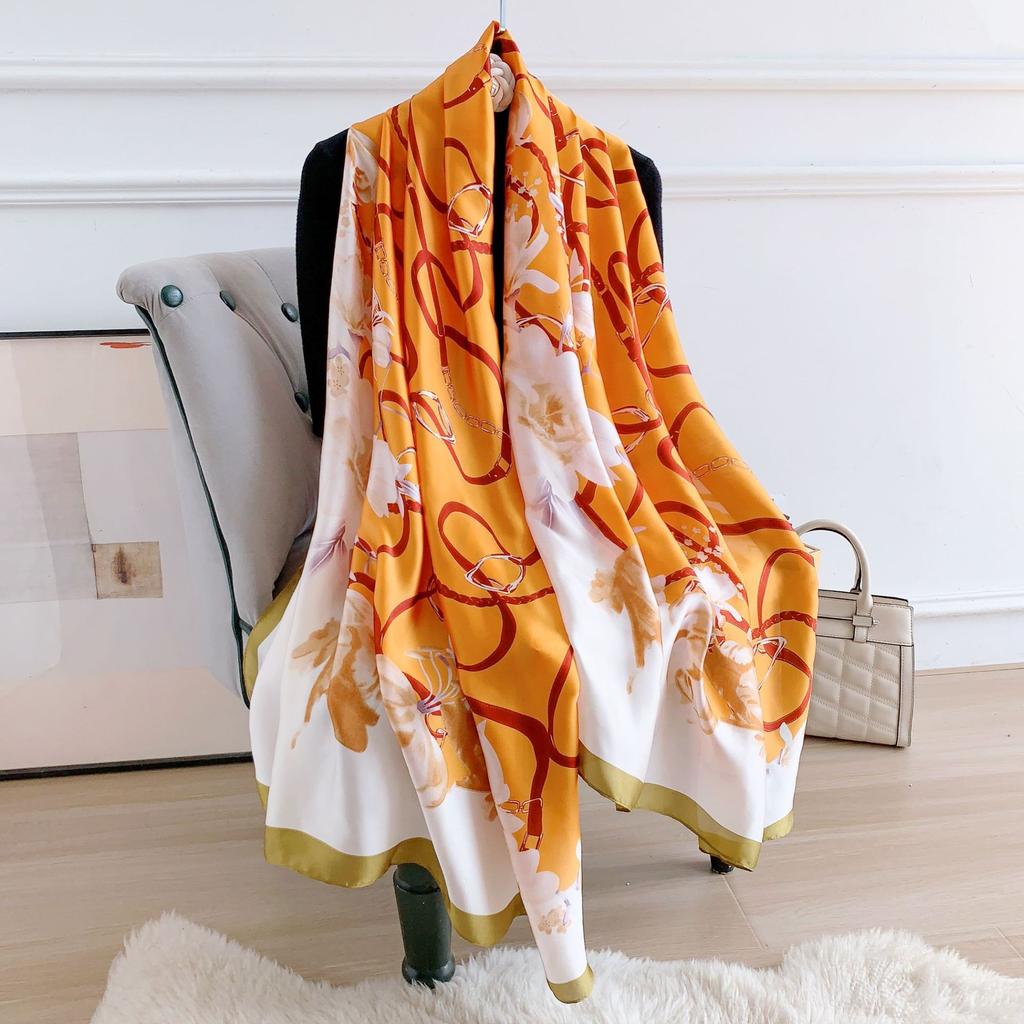 New Four Seasons Available New Silk Large Size Thin Outer Wear Neck Protection Scarf Sunscreen Warm Beach Towel For Women