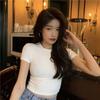 Korean Style Women's Slim Fit Short Sleeve T-shirt - Summer 2026 New Arrival, Solid Color, Trendy Design