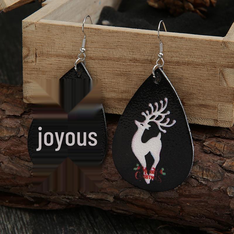 

Festive Reindeer Letter Leather Earrings - Women s Unique Christmas Jewelry