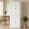 Küchenschrank mit 4 Türen, Schublade und verstellbaren Regalen für die Küche, 80 x 39,5 x 186,4 cm Weiß