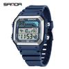 SANDA 6196 Waterproof Watch Sports Men's Lightweight Square Classic Fashion Electronic Rel gio mulher Electronic Night Glow
