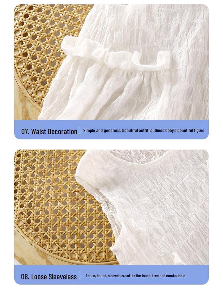 Baumwoll-Ärmelloses Sommerkleid für Mädchen - Atmungsaktiver Prinzessinnen-Stil