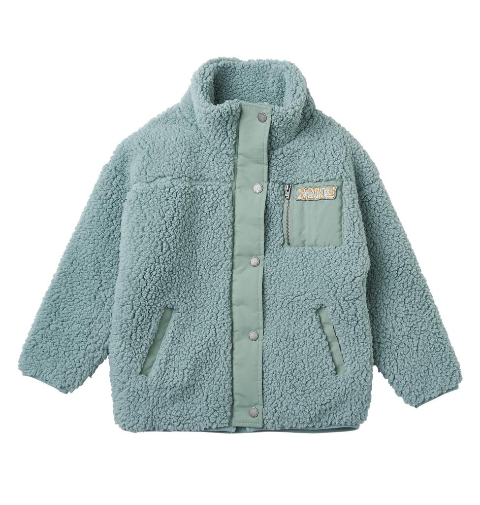 Roxy Retro Logo Embroidered Padded Boa Jacket TJK234083 Girls' (Blue)