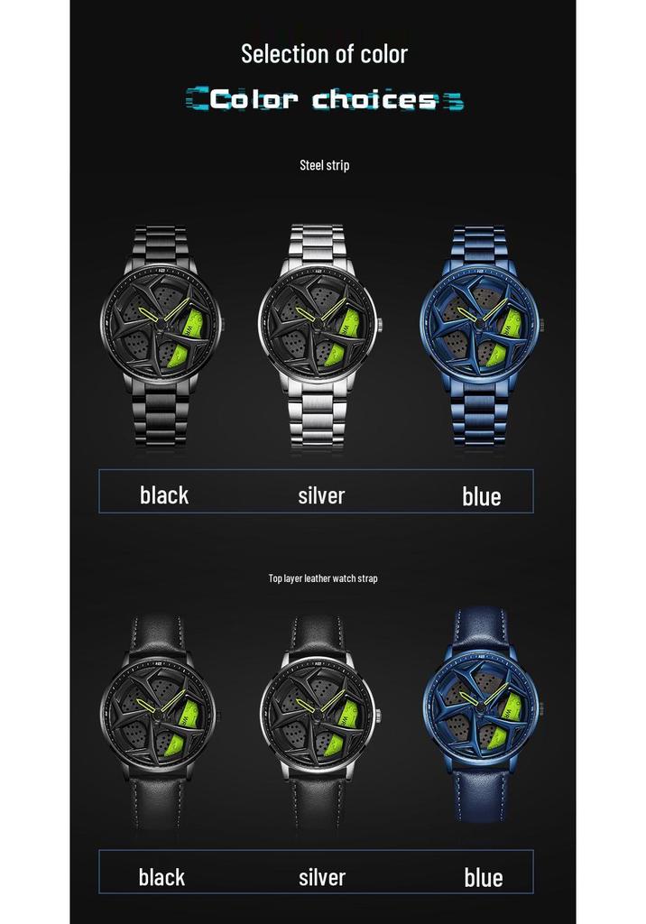 Sanda Men's Waterproof Alloy Quartz Watch with Creative Rotating Dial