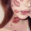 1 Sheet Sexy Realistic Lip Body Jewelry Sticker Kiss Red Lips Face Rhinestones Valentine'S Day Gem Temporary Tattoo Stickers