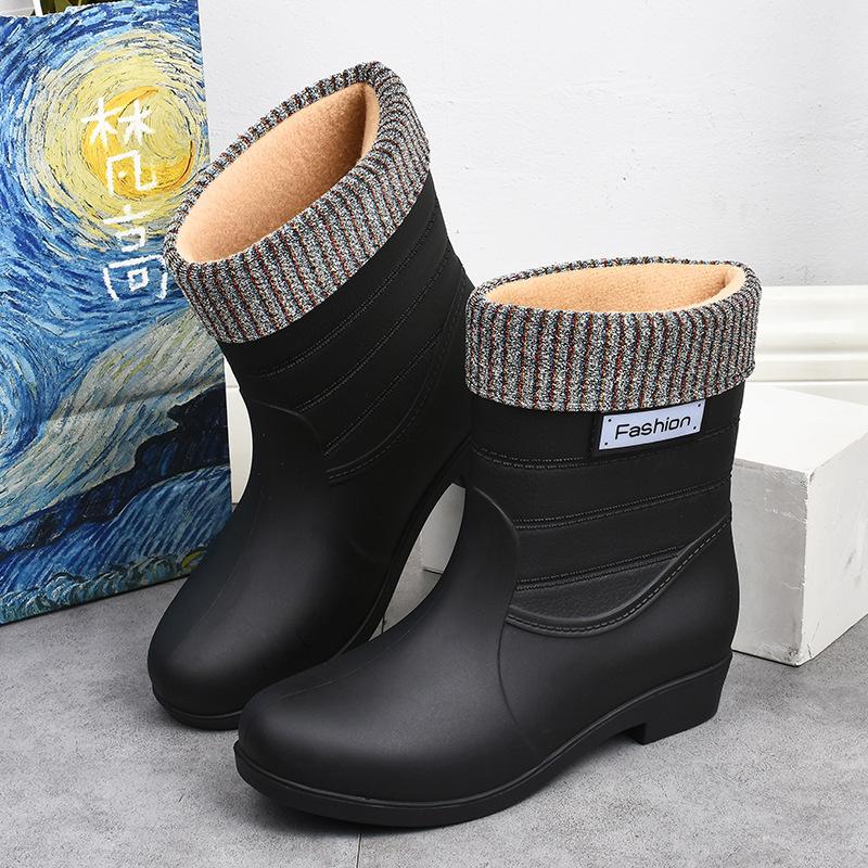 Outdoor Fashion Mid-calf Women's Non-slip Rain Boots Four Seasons Fashion Waterproof Non-slip Kitchen Work Rain Boots