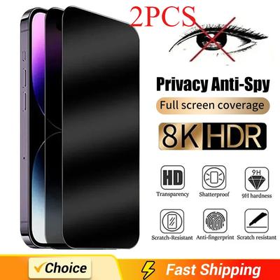 2Pcs Full Cover Privacy Screen Protector For IPhone 16 15 13 11 14Pro Max Anti-spy Tempered Glass For iPhone X XS Max XR Glass