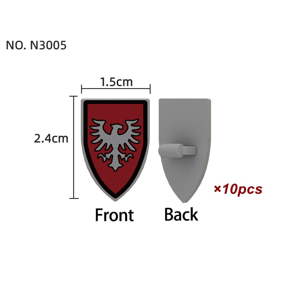 Mittelalterliche Militärburg Ritter Rüstung Bausteine Schulterpanzer Rüstungszubehör Roter Löwe Schwarzer Adler Waffensteine Spielzeug