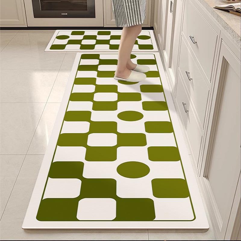 Kitchen Carpet Non-slip Waterproof Oil-proof Floor Mat Black White Plaid Interesting Rug Long Strip Home Decoration Foot Mats