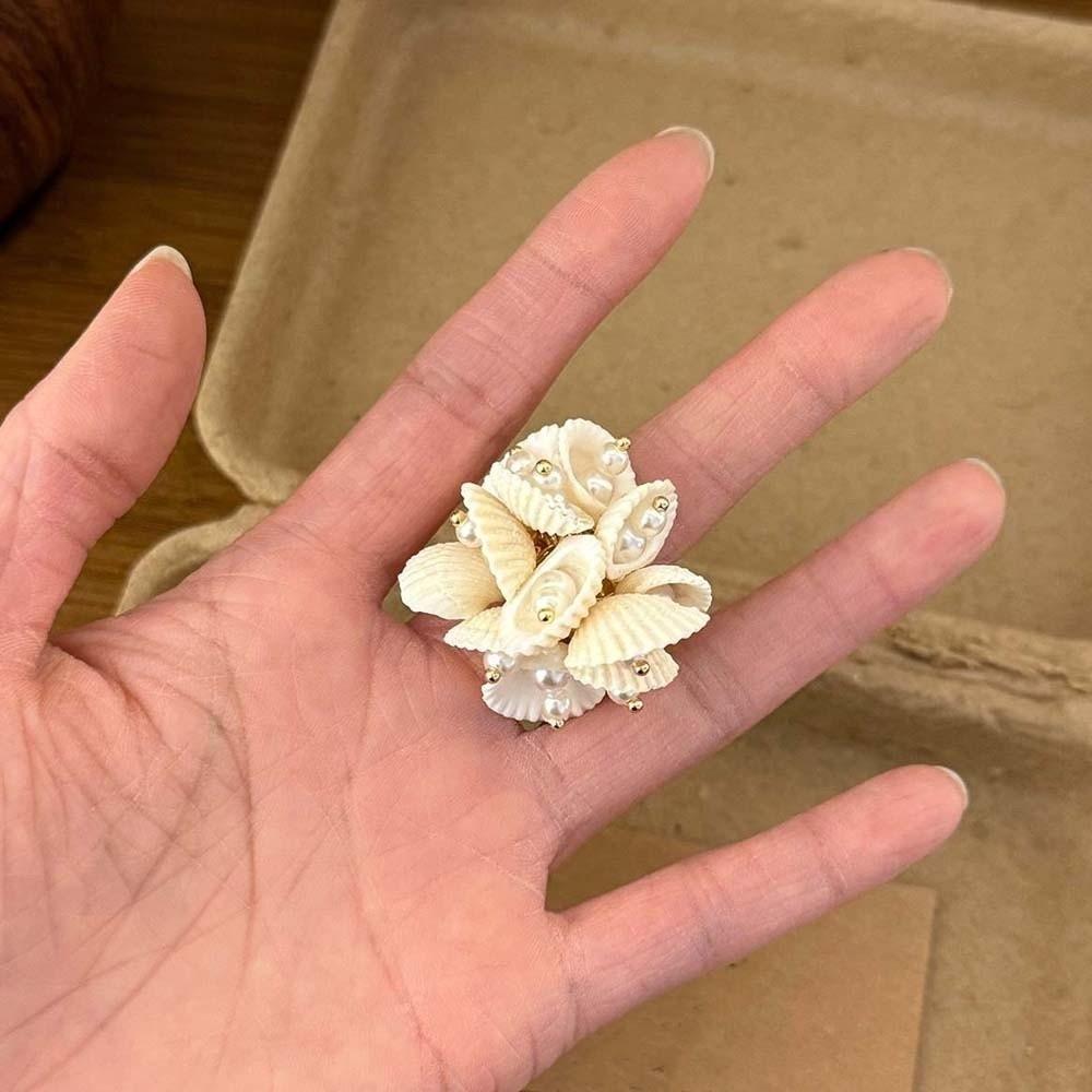 Adjustable Open Band Hermit Crab Statement Ring Conch Shell Wrap Ring  Music Festival Outfit