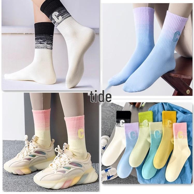 Women's Pure Cotton Mid-Calf Socks: Breathable, Sweat-Absorbing, Ideal for Running, Jump Rope, and Casual Sports. Perfect for Spring and Autumn.