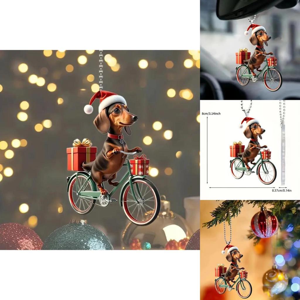 Christmas Dog Car Pendant Acrylic Cartoon Decoration For Vehicle Interior