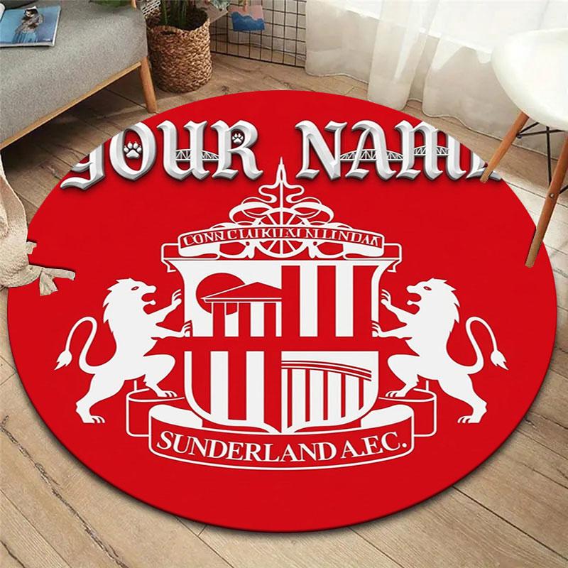 Sunderland A.F Custom Name Round Area Rug,Carpet Rug for Living Room Bedroom Sofa Playroom Decor,Non-slip Floor Mat