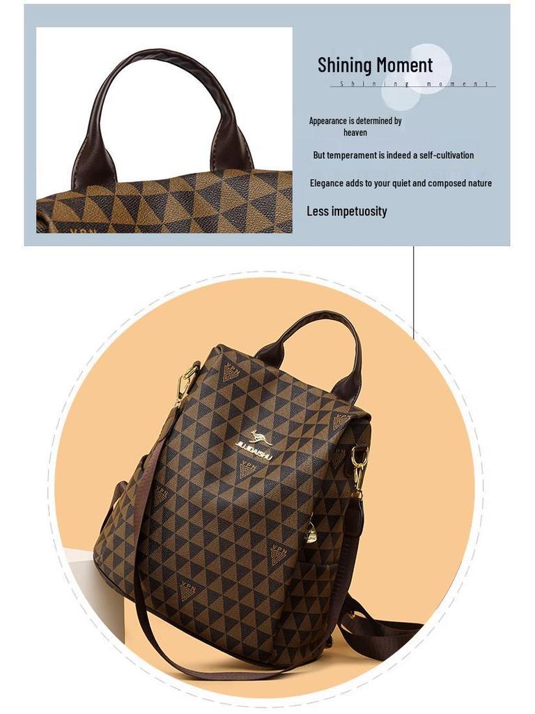Versatile Floral Retro Backpack-Handbag: Multifunctional, Portable, Single/Double Shoulder, Large Capacity, Casual & Fashionable.