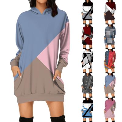 Women's Autumn And Winter Hooded Sweatshirt Dress Halloween Print Dress
