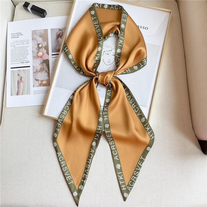 Fashion Print Hair Ribbon Scarf Women Neck Tie Bag Scarfs Satin Silk Skinny Headscarves Ladies Foulard Floral Bands New