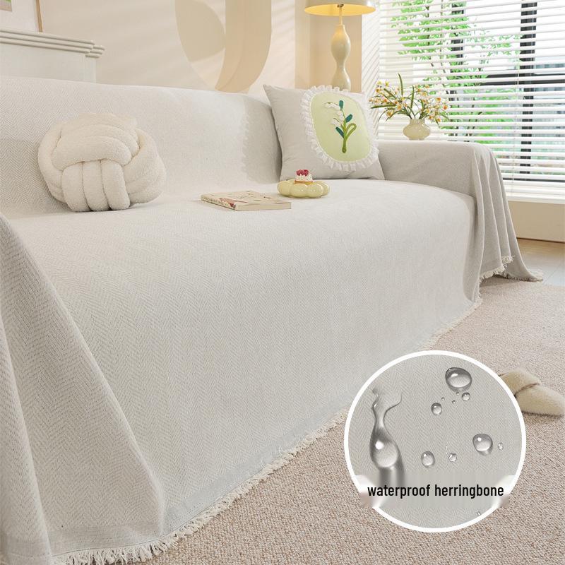 Modern Minimalist Chenille Herringbone Sofa Cover, Four Seasons Non-Slip Blanket