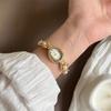 Small Ladies Pearl Bracelet Wristwatch Bead Stylish Oval Watch Women's Quartz Watch  Student