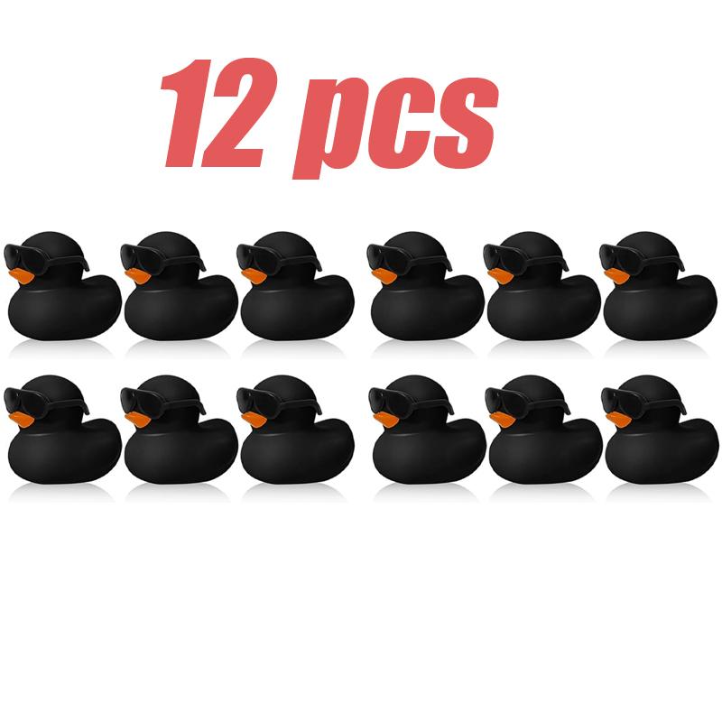 6122448Pc Black  Rubber Ducks With Sunglasses Sets Duck Toys Squeaky Rubber Ducks Cute Float Duckies For Party Favors