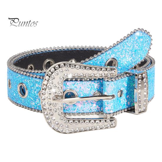 Curea de blugi pentru femei, cu strasuri strălucitoare, cu găuri multiple, cu lungime reglabilă, cu cataramă strălucitoare, curea lată din aliaj