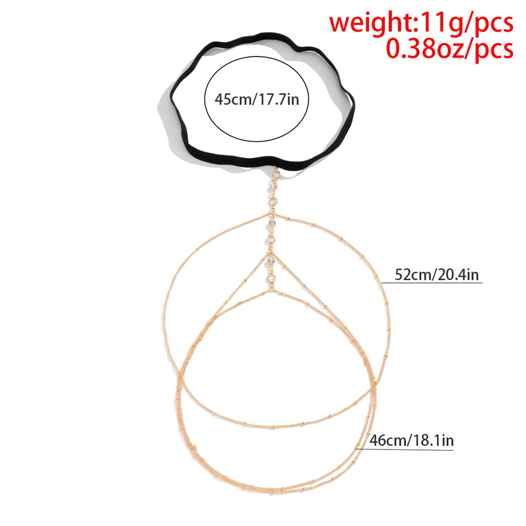 Ingemark Bohemian Elastic Band Leg Thigh Chain Women Beach Sexy Long Tassel Multilayer Adjustable Body Zircon Dress Decorate