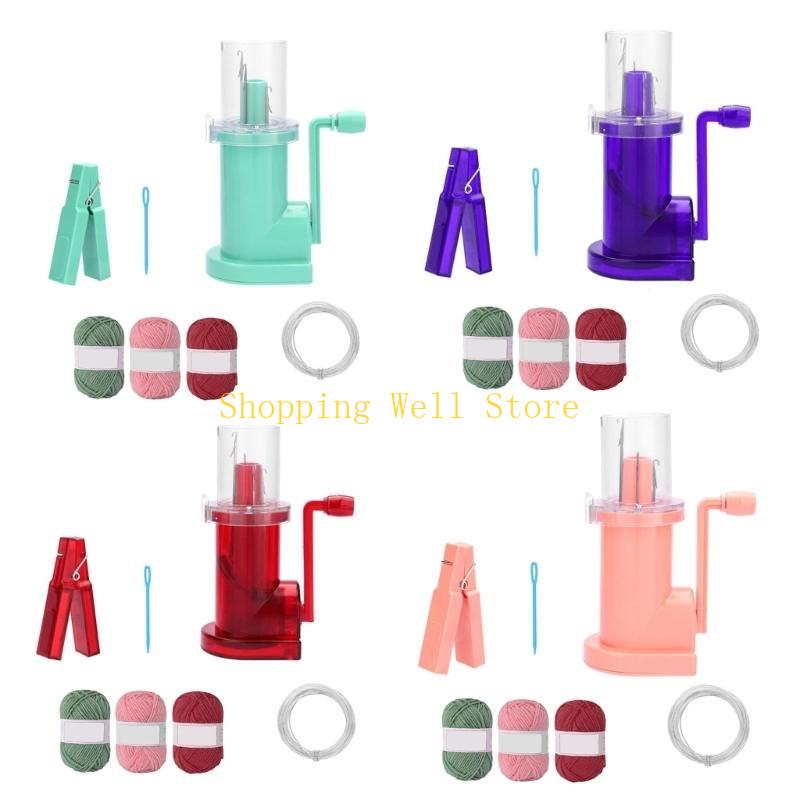 KX4B Hand Cranked Knitting Machine Knitting Mill Machine Manual Cord Knitter With Yarn Needle Cord for Bracelets Braiding