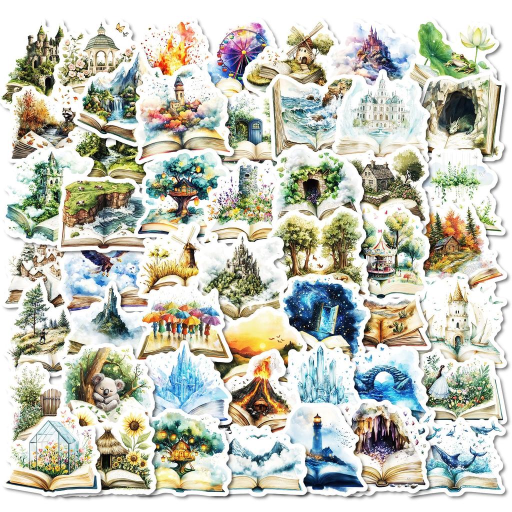 50 Books In The Forest World Stickers Laptop Suitcase Hand Ledger Doodle Decoration Waterproof