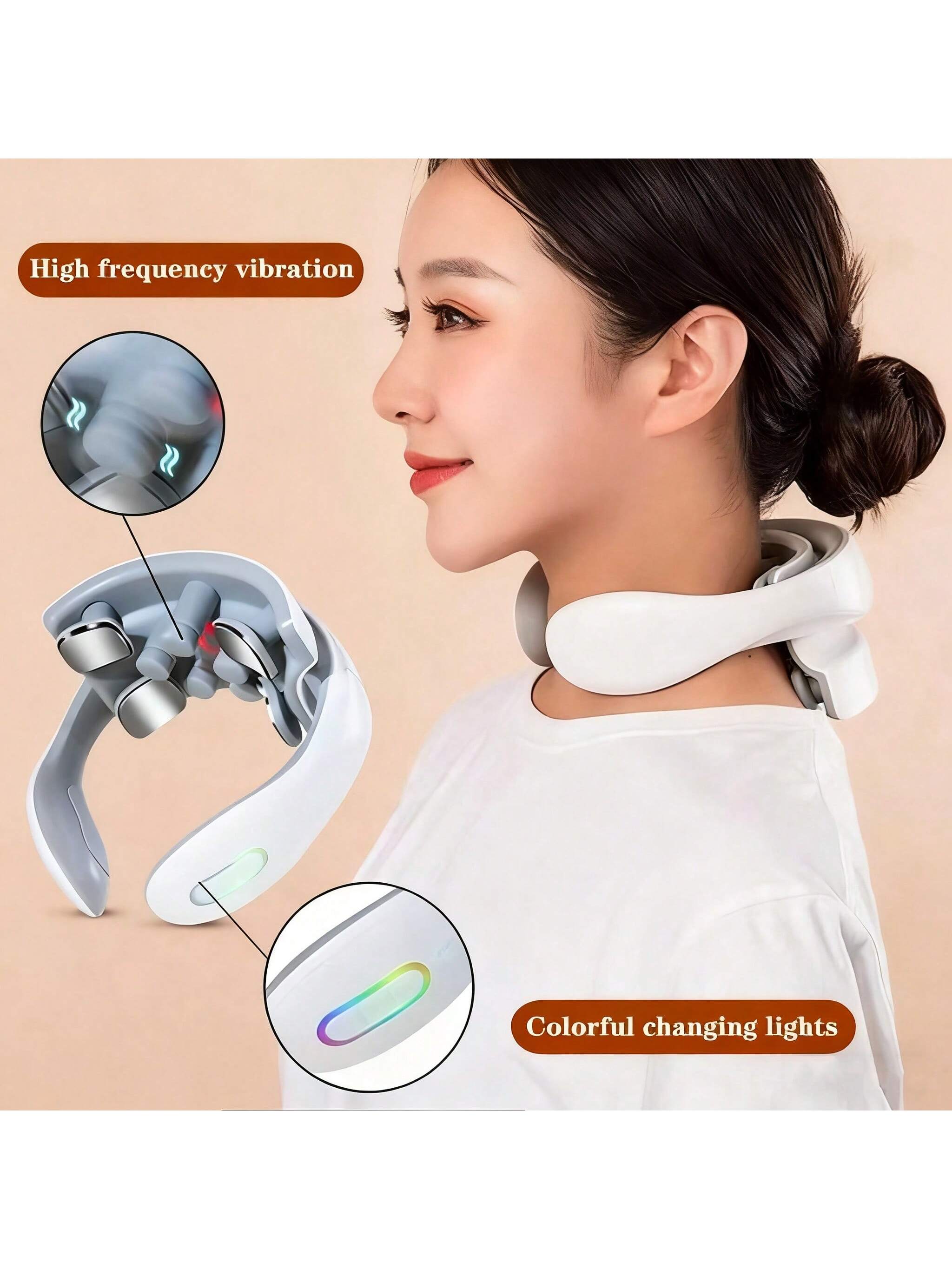 

2026 TENS Pulse Back Neck Massage Wireless Smart Sholder Cervical Massager Heating Relief Muscle Punch Beating Health Rechargeab білий