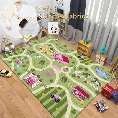 Children Gaming Room Decoration Carpet Living Room Traffic Route Map Rugs for Bedroom Beside Soft Non-slip Baby Crawling Mat