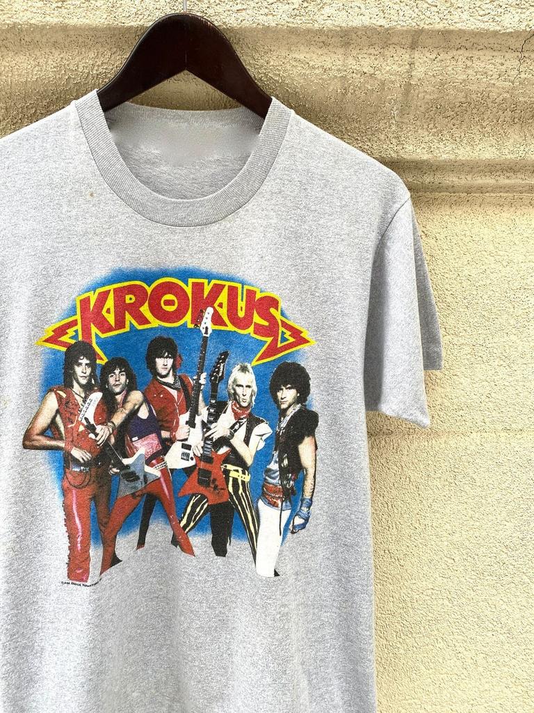 Vtg Krokus Band Schwer Baumwolle Sport Grau Volle Größe Unisex T-Shirt BL833