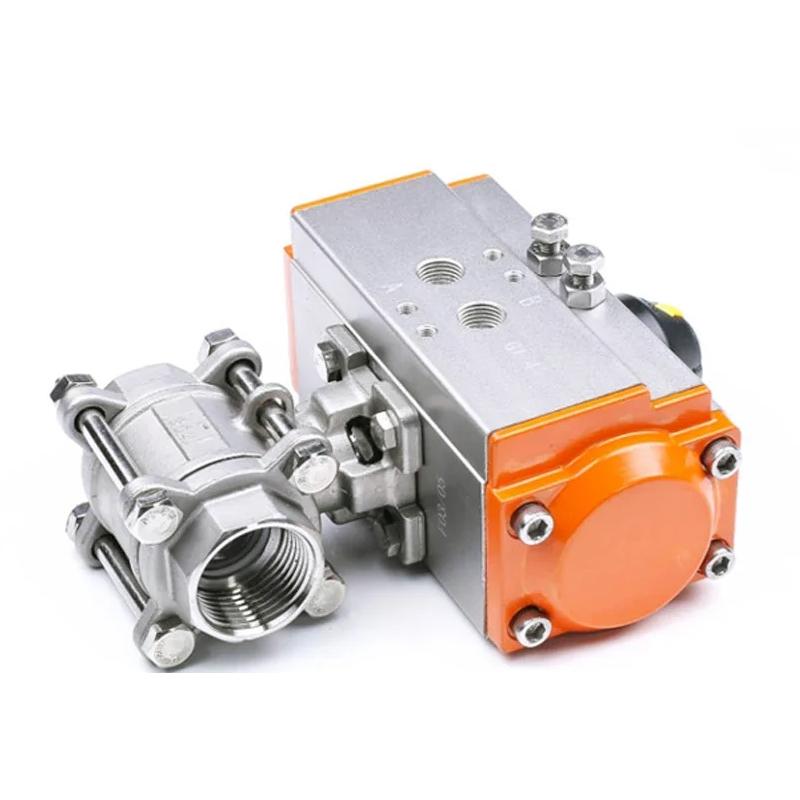 DN8 DN10 DN15 DN20 DN25 DN32 DN40 DN50 Three Piece Pneumatic Ball Valve With High Platform 304 Double Acting Cylinder