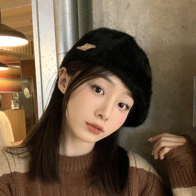And Cozy Fashionable Rabbit Fur Beret Stylish Retroinspired Winter Hat For Women